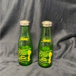Squirt Vintage Green Glass Salt & Pepper Shaker Pair